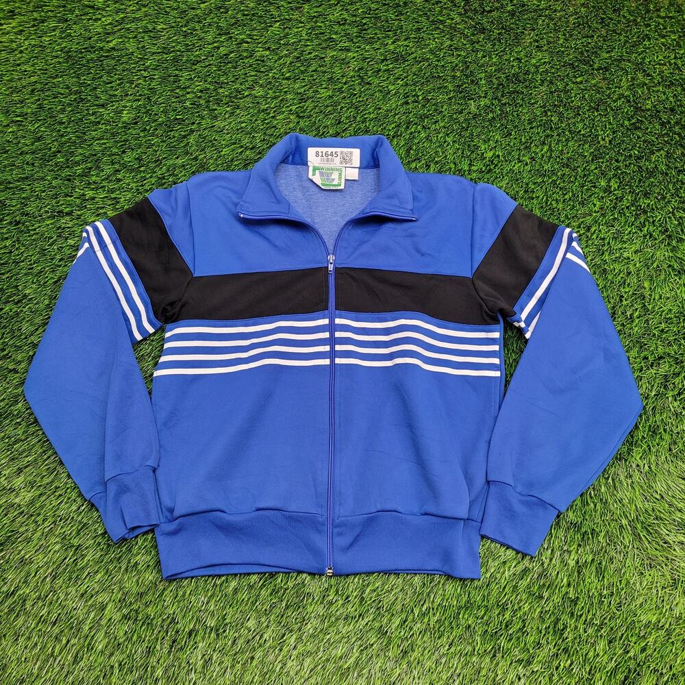 Vintage 90s Winning-Ways MOD Track Jacket Women M 19x23 Blue